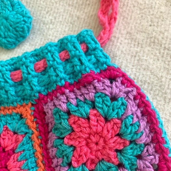 Colorful hand knit Crocheted Bag - Picture 7 of 11